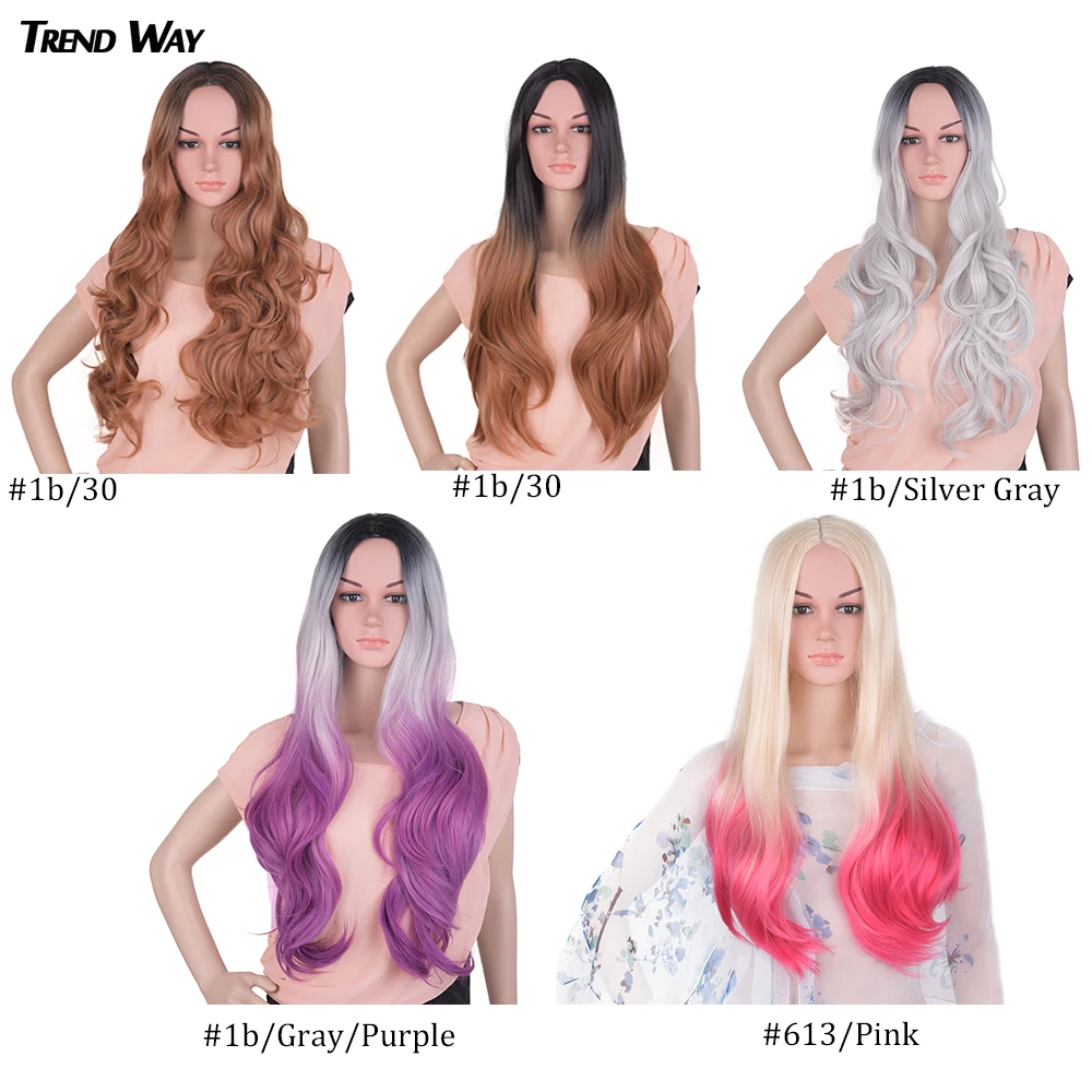 Парик для женщин 24 дюйма синтетические волнистые волосы с эффектом омбре