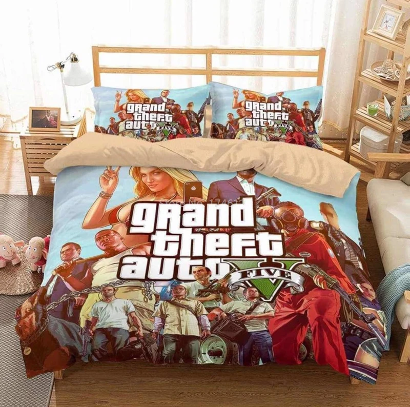Постельное белье Grand Theft с 3D рисунком набор пододеяльников для двуспальной