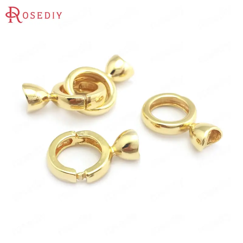 

(28874)5 Sets full length 38MM,ring 14MM Imitation Rhodium Brass Connect Clasps for Leather Rope Jewelry Findings Accessories