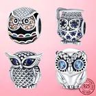 Оригинальный дизайн, Шарм в виде совы, серебряного цвета, эмалированная сова, ночная сорочка, шармы, бусины, подходят для брендового браслета, изготовления ювелирных изделий