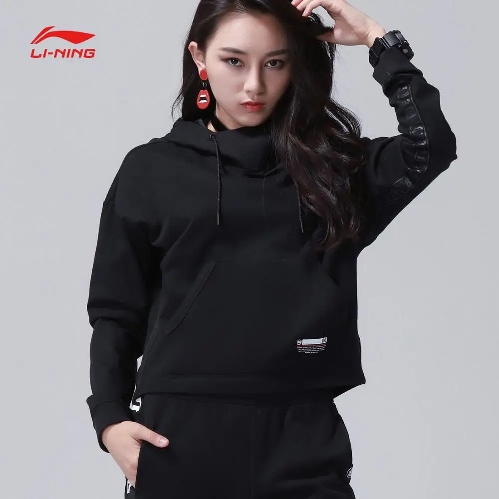 Li-Ning Женская баскетбольная Толстовка BAD FIVE, свободный крой, с буквенным принтом, 72% хлопок, 28% полиэстер, подкладка, спортивный свитер AWDN242 CJAS18