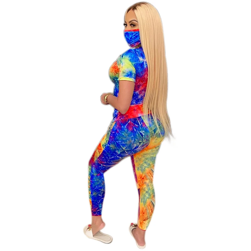 Женская Повседневная спортивная одежда 2 шт. модный костюм топ с коротким рукавом