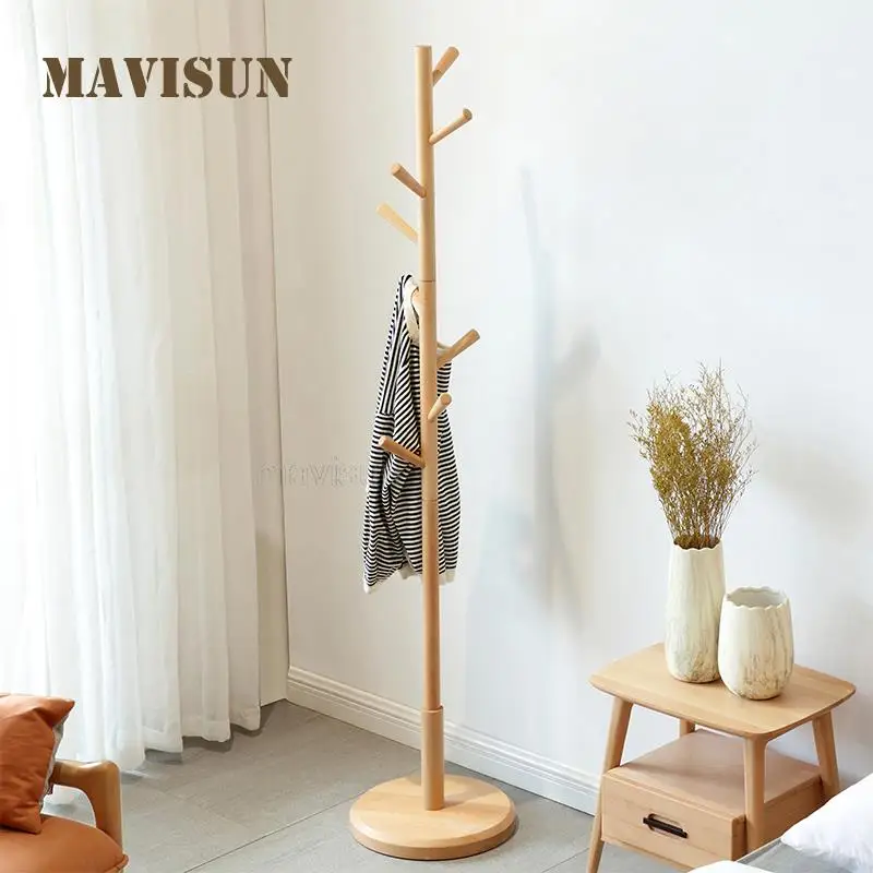 

Solid Wood Coat Rack Floor Bedroom Standing Clothes Rack Nordic Simple Household Room Hanger Minimalist Furniture For Home