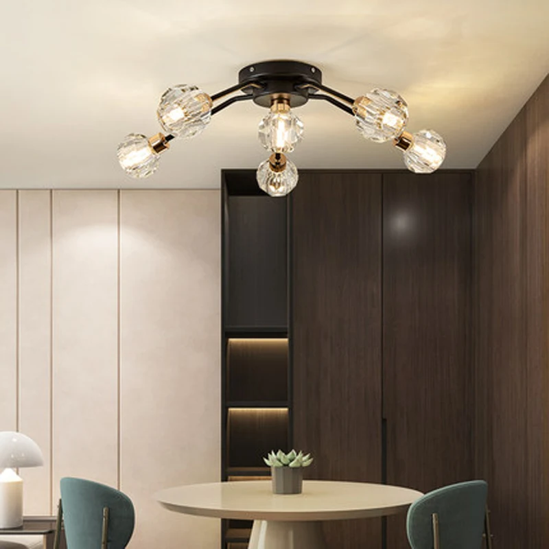 

Nordic bedroom led ceiling lamp postmodern minimalist light luxury crystal lamp restaurant creative personality art lamp