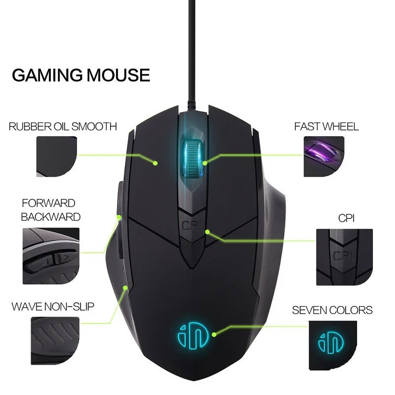 

Wired USB Gaming Mouse 6 Button Ergonomic Computer Gamer Mouse RGB Glow Mouse 4000 DPI Optical Mouse For PC Laptop Mute Mouse