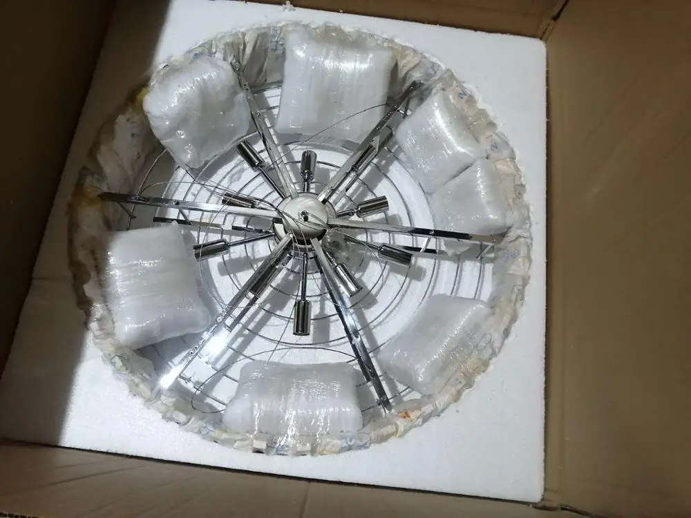 

LED Postmodern Round Golden Stainless Steel Crystal Chandelier Lighting Lustre Suspension Luminaire Lampen For Dinning Room