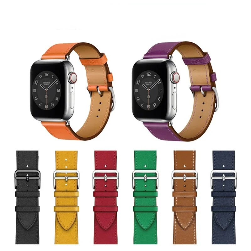 

Ремешок кожаный для Apple watch band 44 мм 40 мм, браслет из натуральной кожи для iWatch band 42 мм 38 мм, серия 7 6 5 4 3 2 SE