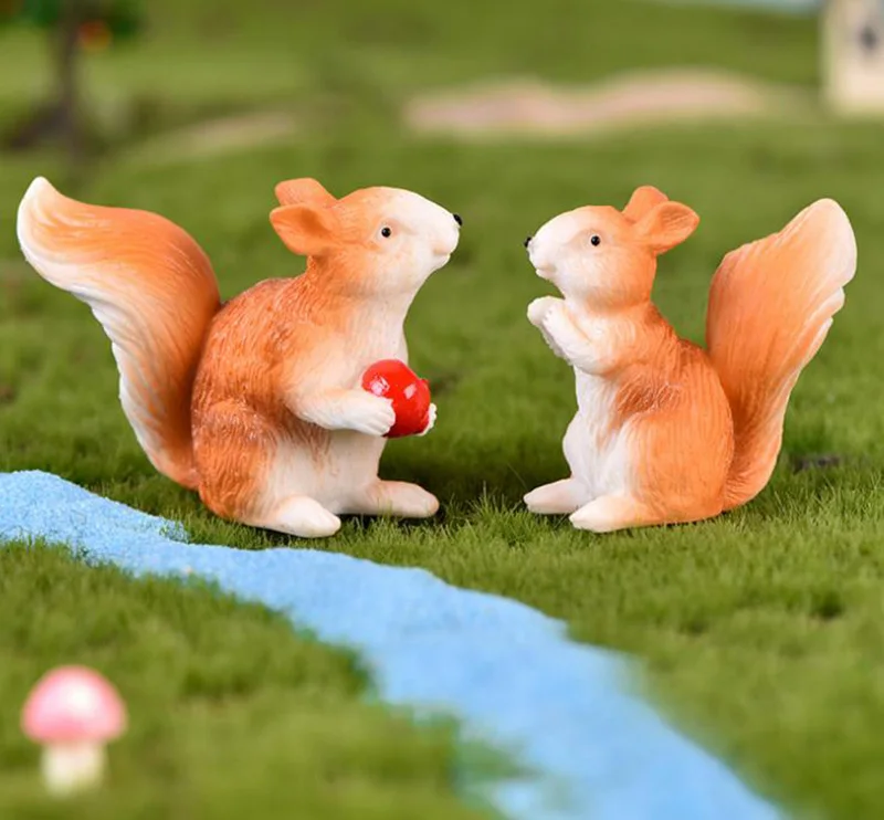 Милый маленький белка и орех микро пейзаж браофит украшение цветочный горшок