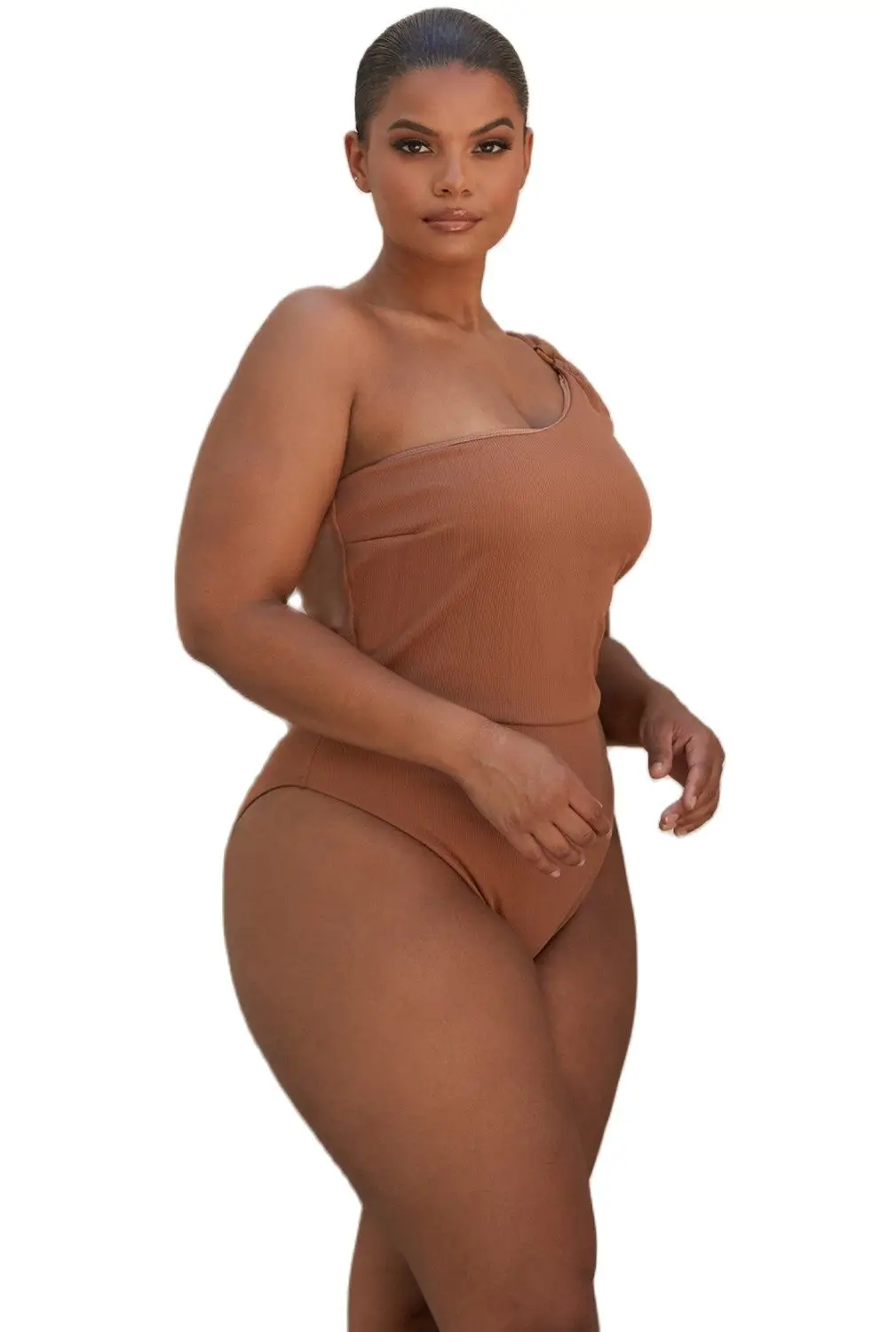 

XLLAIS ребристые плотный эластичный комбинезон Для женщин сексуальный без бретелек Коричневые Мягкие боди Женская Повседневная, без рукавов ...