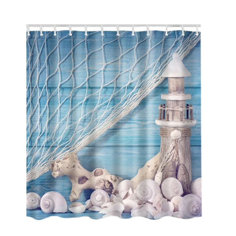 

Waterproof Fabric Shower Curtain for Bathroom Printing Summer Beach Style Custom Shower Curtain 180cm*180cm