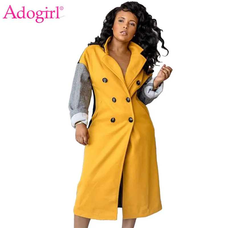 Женское длинное шерстяное пальто Adogirl повседневное теплое двубортное в стиле