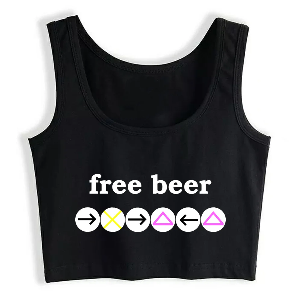 

Crop Top Women Free Beer Cheat Grunge Aesthetic Gothic Y2k Tank Top Female Clothes