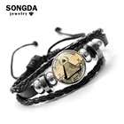 SONGDA масонов Иллюминаты браслет Пирамида Глаз все видящие глаза эффектные панк плетеные кожаные браслеты браслет подарок для мамы