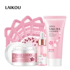 Набор для ухода за кожей лица, эссенция цветущей вишни, увлажняющий очищающий крем для лица, грязевая маска для лица, отбеливающая лицевая сыворотка, антивозрастной крем