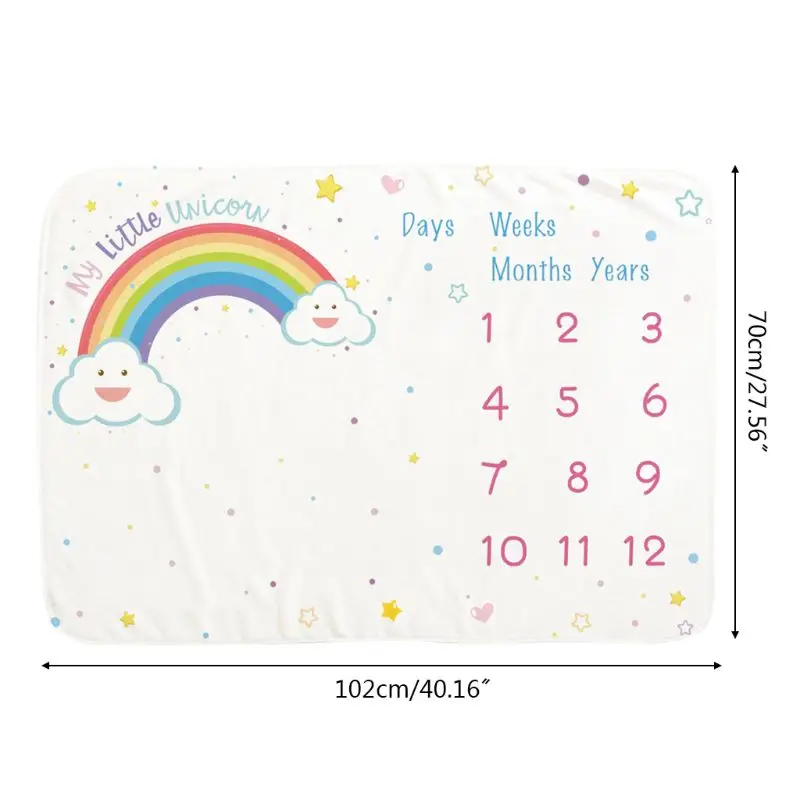 

null Baby Monthly Record Growth Milestone Blanket Newborn Photography Props Children Photo Creative Rainbow Background Cloth