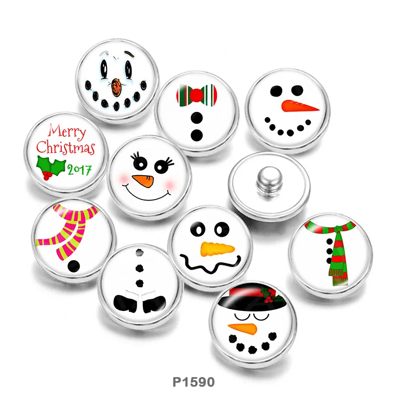 

Snowman Painted Stainless steel Glass Cabochons snaps button jewelry glass Snap Phase Box 20mm Earring CP1590