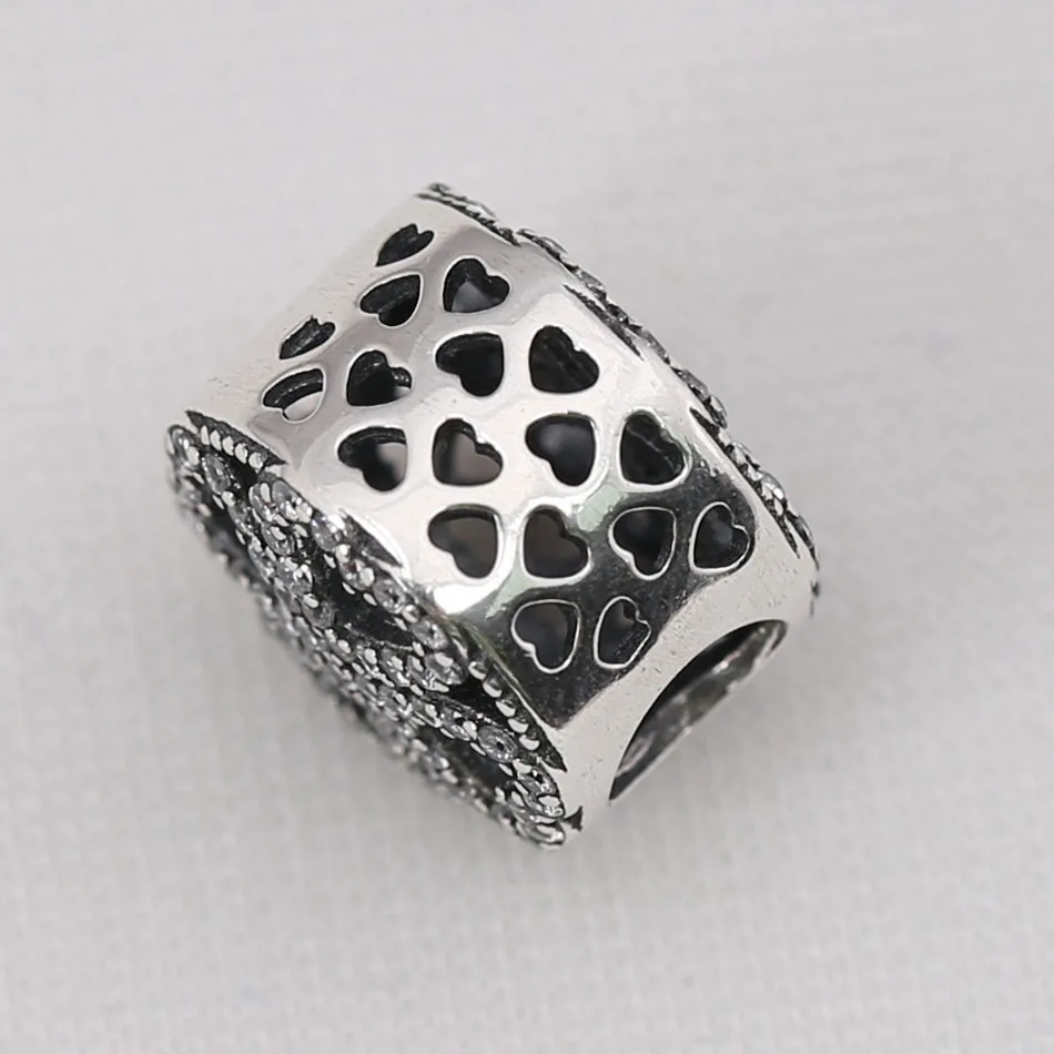 Аутентичные S925 амулет сердечко Любви Лепестки фиолетовый цветок с кристаллами