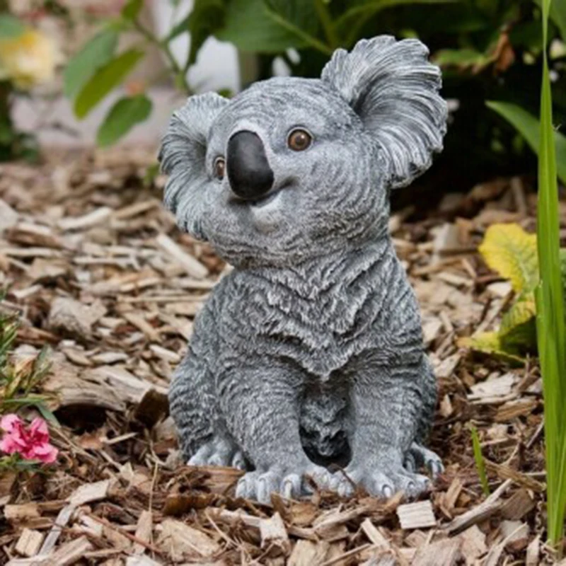 

Милая статуя коала, садовая украшение для двора, скульптура из смолы, устойчивый к атмосферным воздействиям орнамент BV789