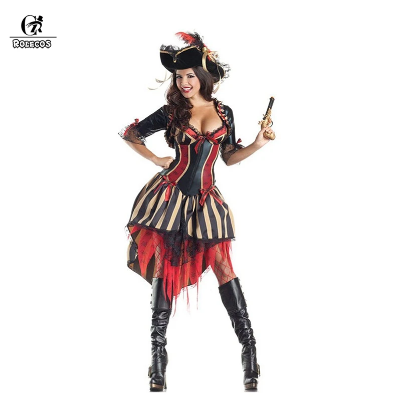 ROLECOS Костюм Королевы Хэллоуина женский пираты косплей костюм в стиле Ренессанс