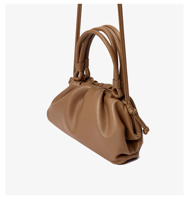 women handbag cowhide Shoulder bag fashion pleated cloud bag