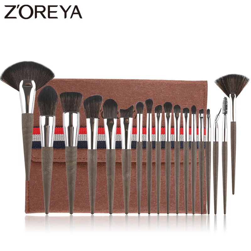 Набор кистей для макияжа ZOREYA Coffee Grounds 18 шт. Профессиональный набор основа губ