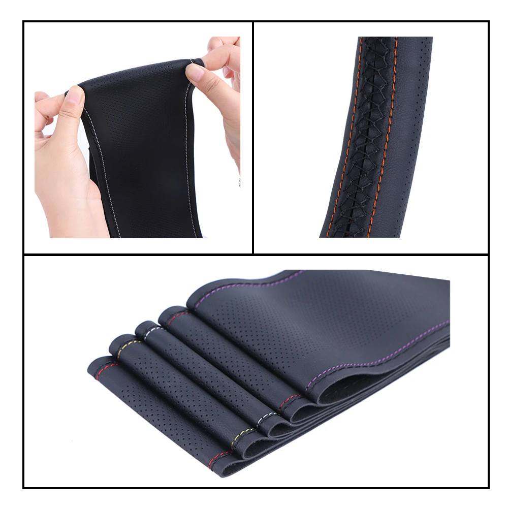 Универсальный кожаный чехол для руля диаметром 38 см оплетка с иголкой и нитью