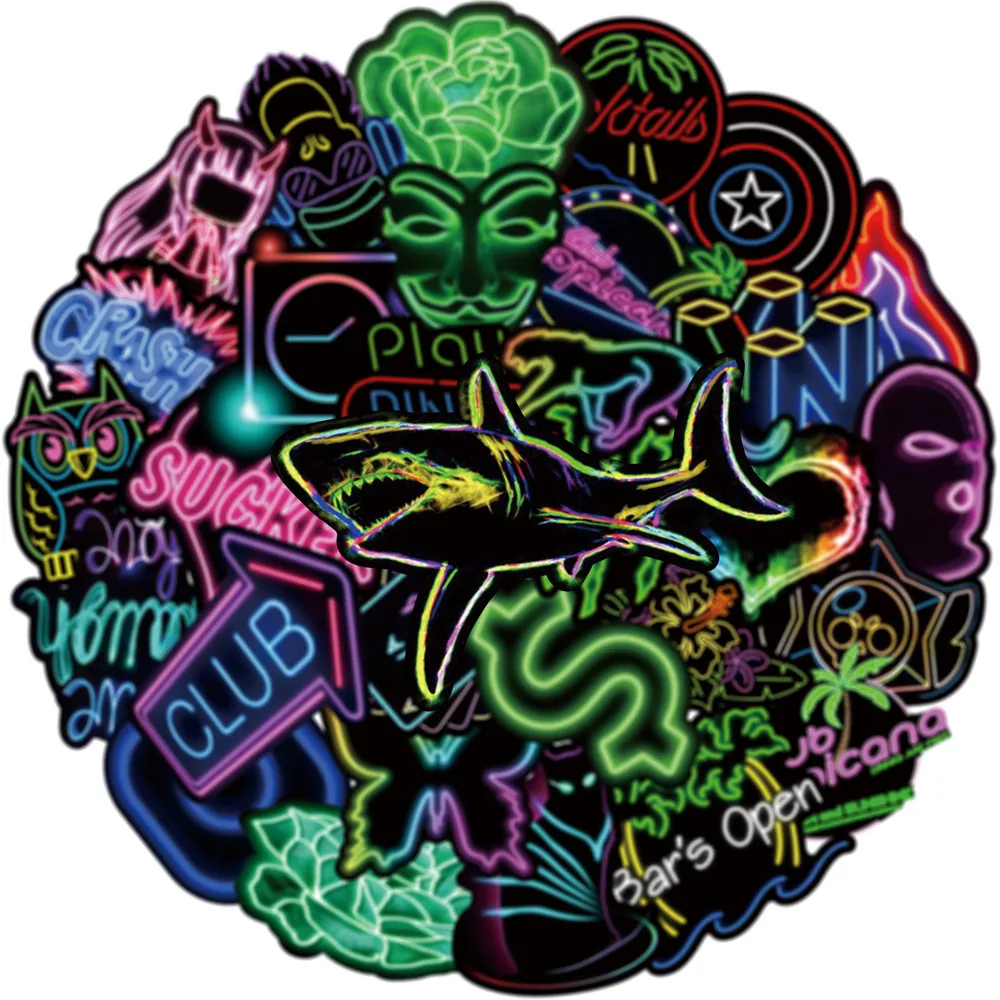 50100pcs neon styles stickers for laptop water bottles cases motorcycle bike kids teens gift funny cool vinyl sticker decals free global shipping