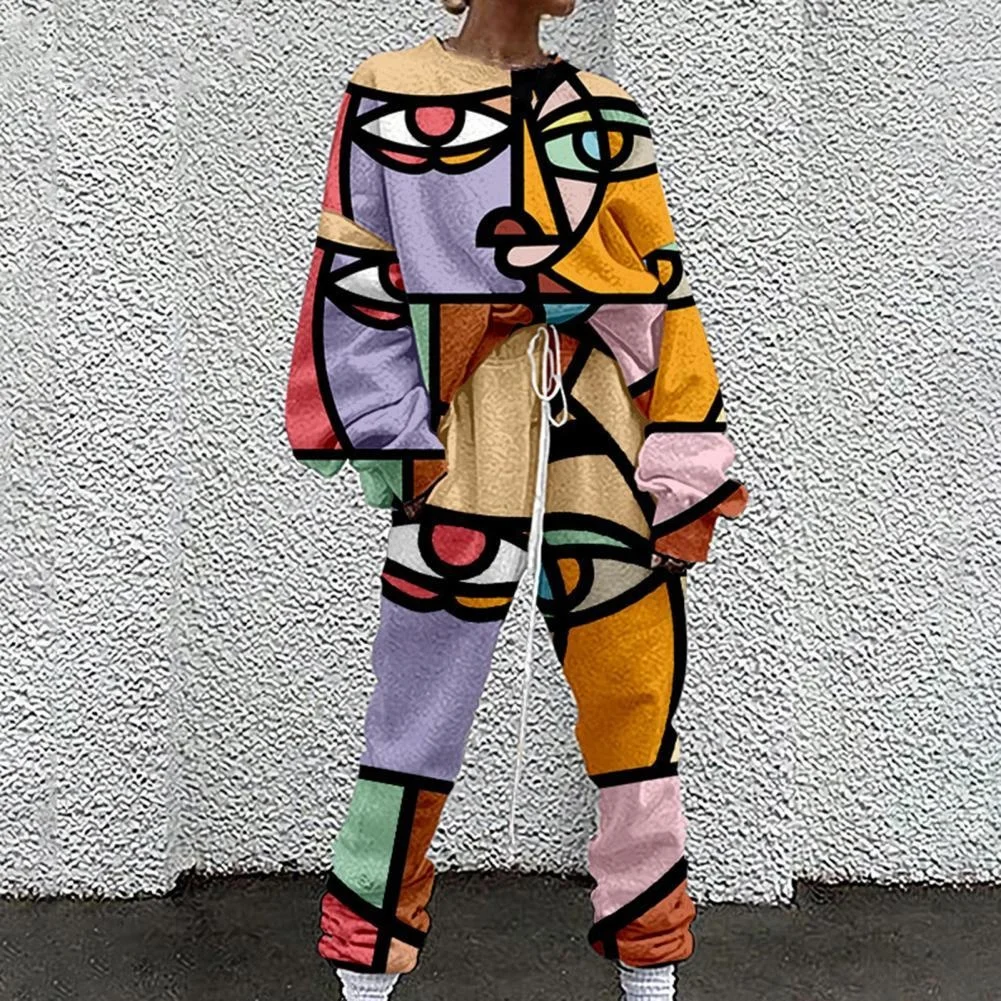 

Pullover Tie Dye Loose Tracksuits Lounge Wear Women Casual Two Piece Set Street Hoodies Tops And Jogger Suit Streetwear Outfits