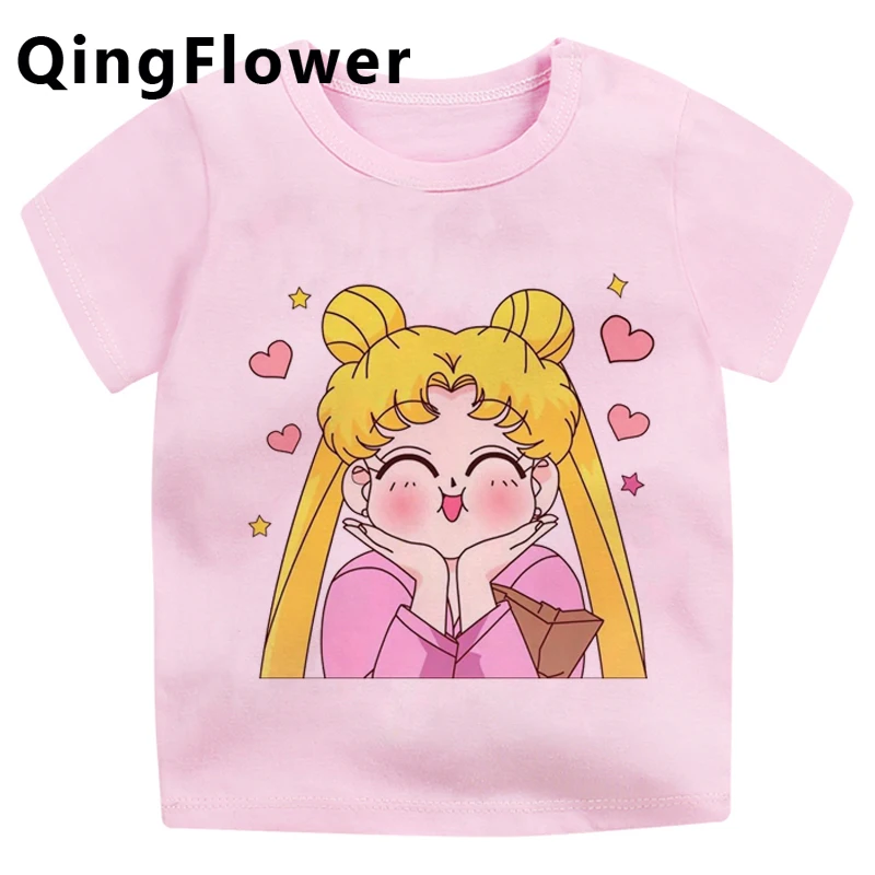 Футболка с изображением Сейлор Мун забавная мультяшная футболка для девочек