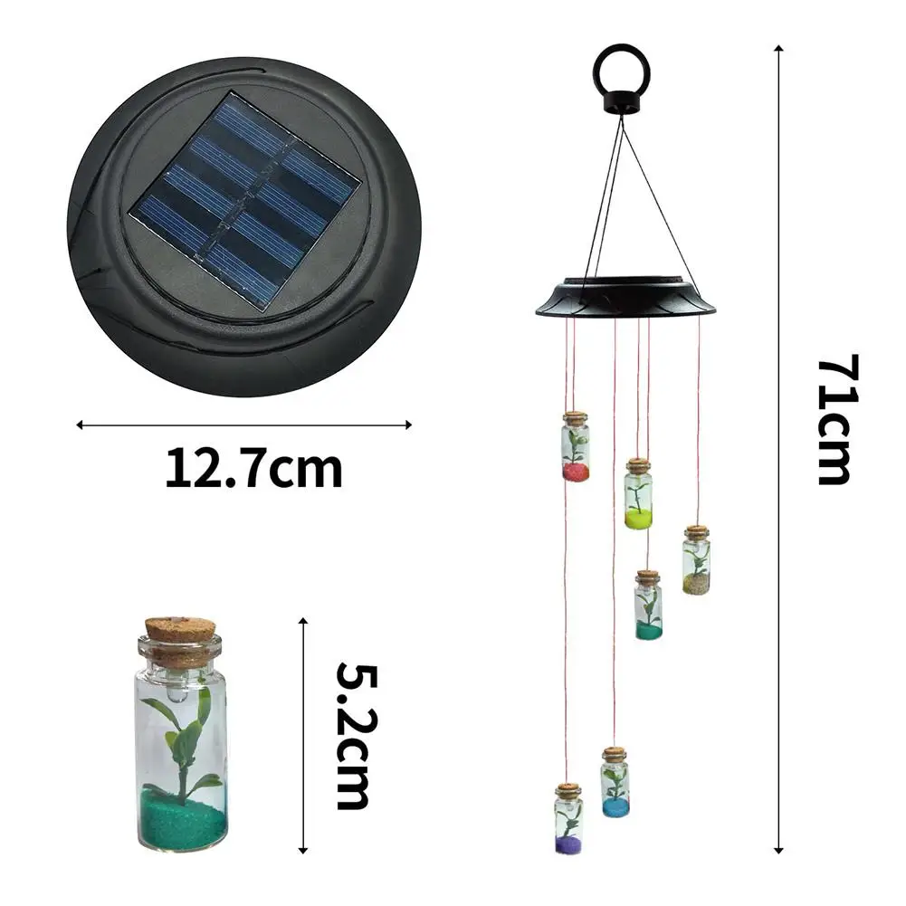 

Wishing Bottle LED Solar Wind Chime Light Gardent Hanging Color Lamp Outdoors Patio Courtyard Decoration Lamp