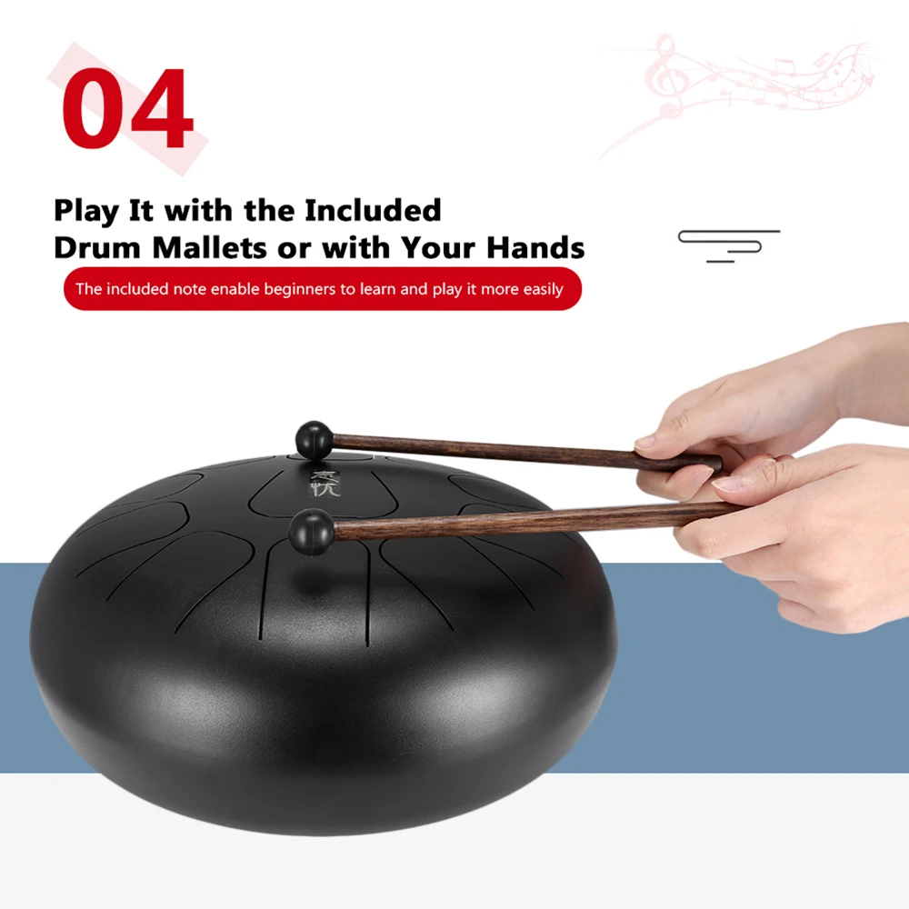 12 дюймов Мини 11 тон сталь язык Профессиональный ударный барабан Handpan инструмент с барабаном для музыкальных терапевтов