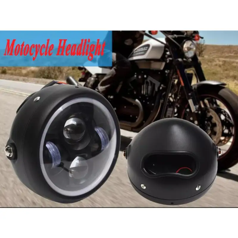 5,75 дюймов мотоцикл светодиодный налобный фонарь лампа для Harley Sportster Кафе Racer Bobber фара двигателя лампа с кольцо «Ангел»