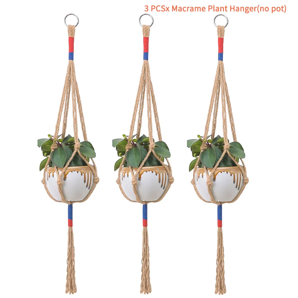 

3pcs Door Wall Woven Cotton Linen Macrame Plant Hanger Space Saving Simple Garden Hanging Holder Office Home Decor Handmade