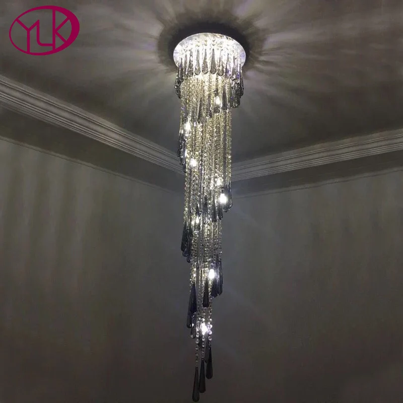 

Youlaike Modern Chandelier Lighting Staircase Smoke gray Crystal Lamp Spiral Design Home Decoration Lighting Fixtures