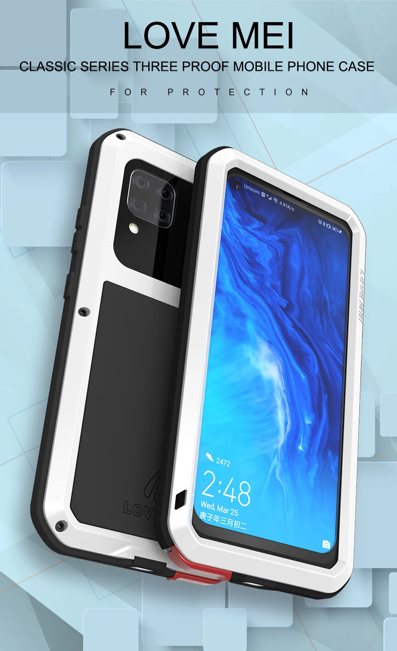 

Оригинальный Love Mei мощный 360 армированный сверхмощный металлический бак защитный чехол для телефона Huawei Mate 40 Pro P40 P30 P20 Lite Nova 4e