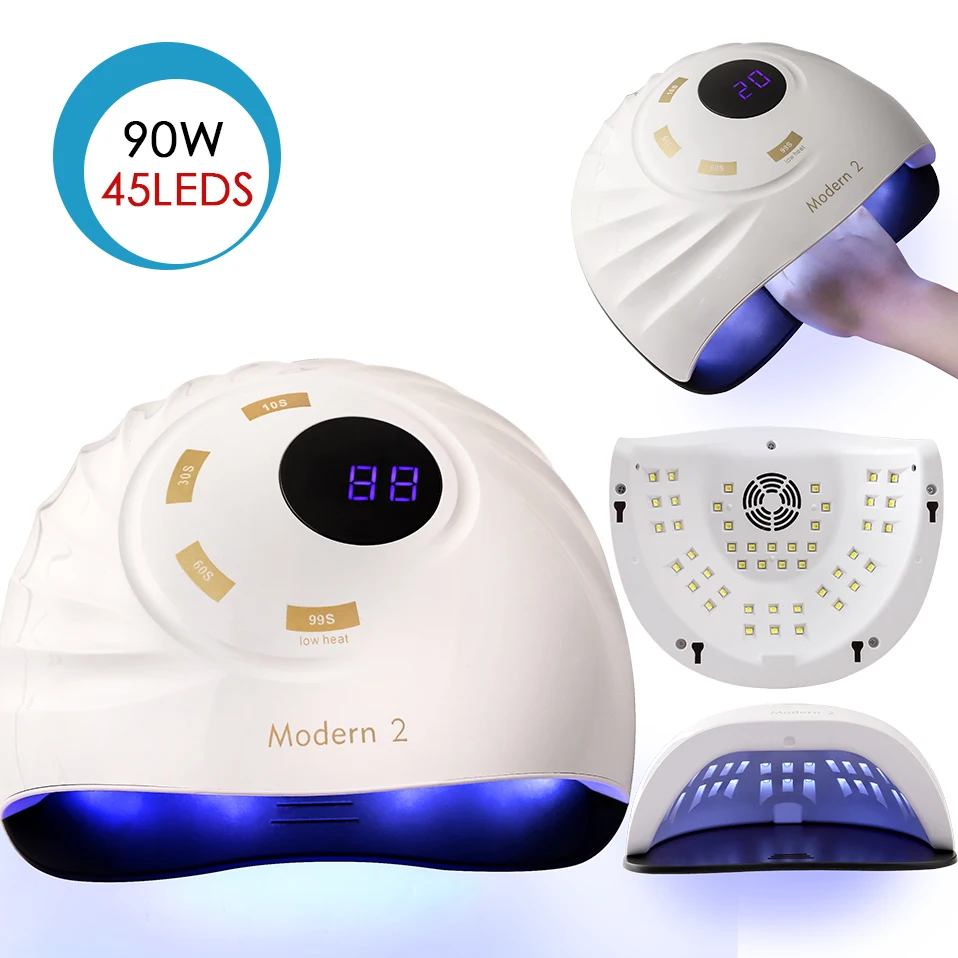 

90W Nail Drying Lamp Dual Light UV LED Lamp For Curing All Gel Varnish Quick Nail Dryer WIth Fan Smart Sensor Nail Salon Lamp