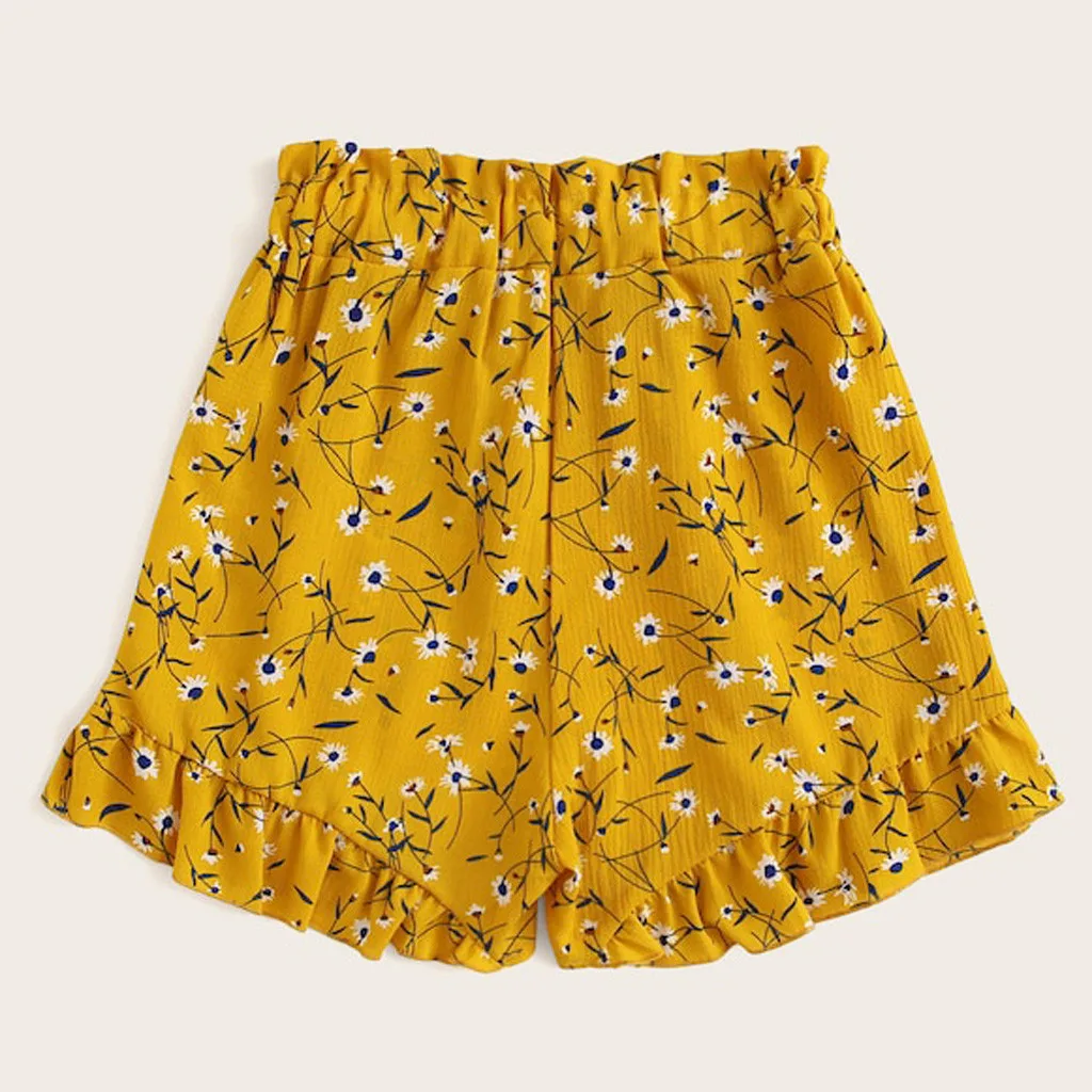 Женские плиссированные шорты на завязках повседневные богемные с цветочным