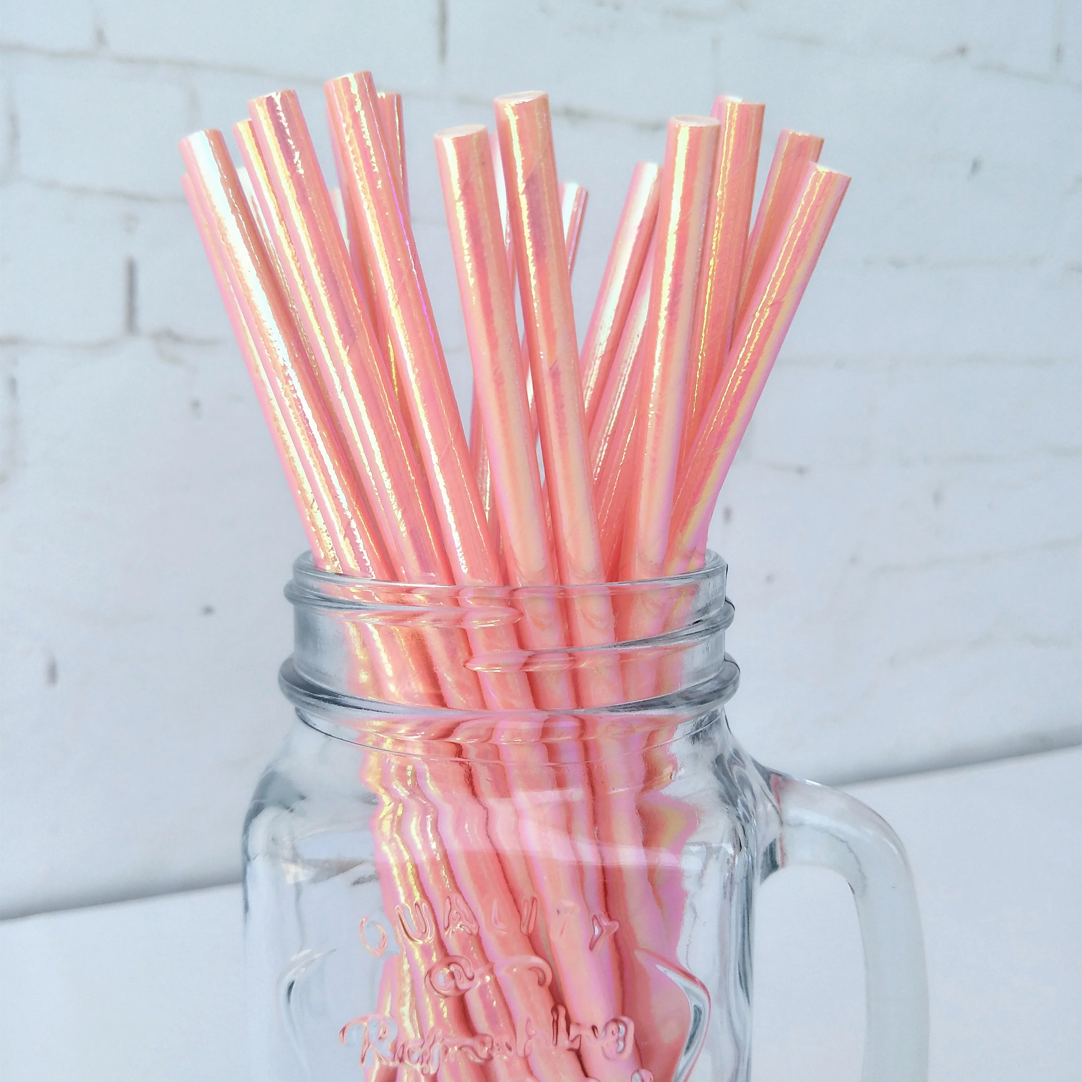 125 шт. Переливающаяся бумага соломинки пастельных розовых Аква белых зеленых