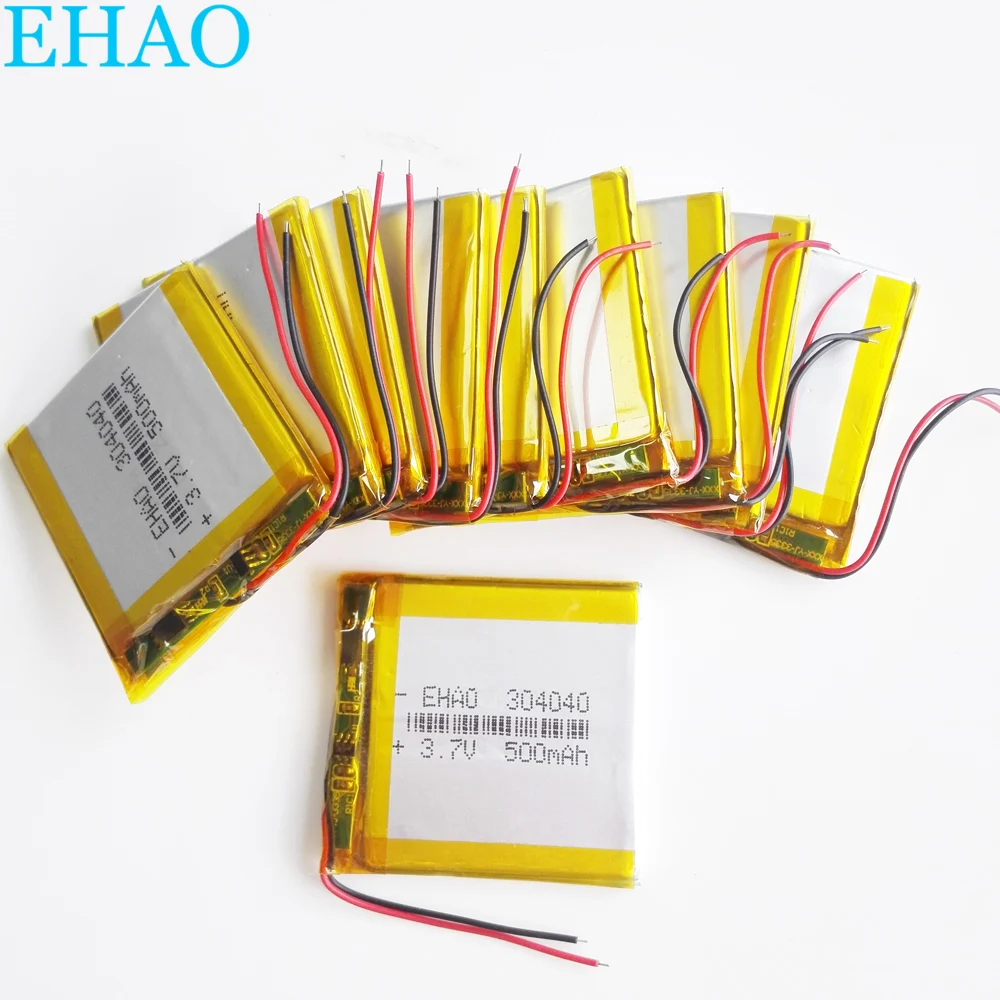 

Wholesale 10 pcs 3.7V 500mAh Lithium Polymer LiPo Rechargeable Battery For Mp3 GPS DVD Vedio Game Smart Watch Speaker 304040