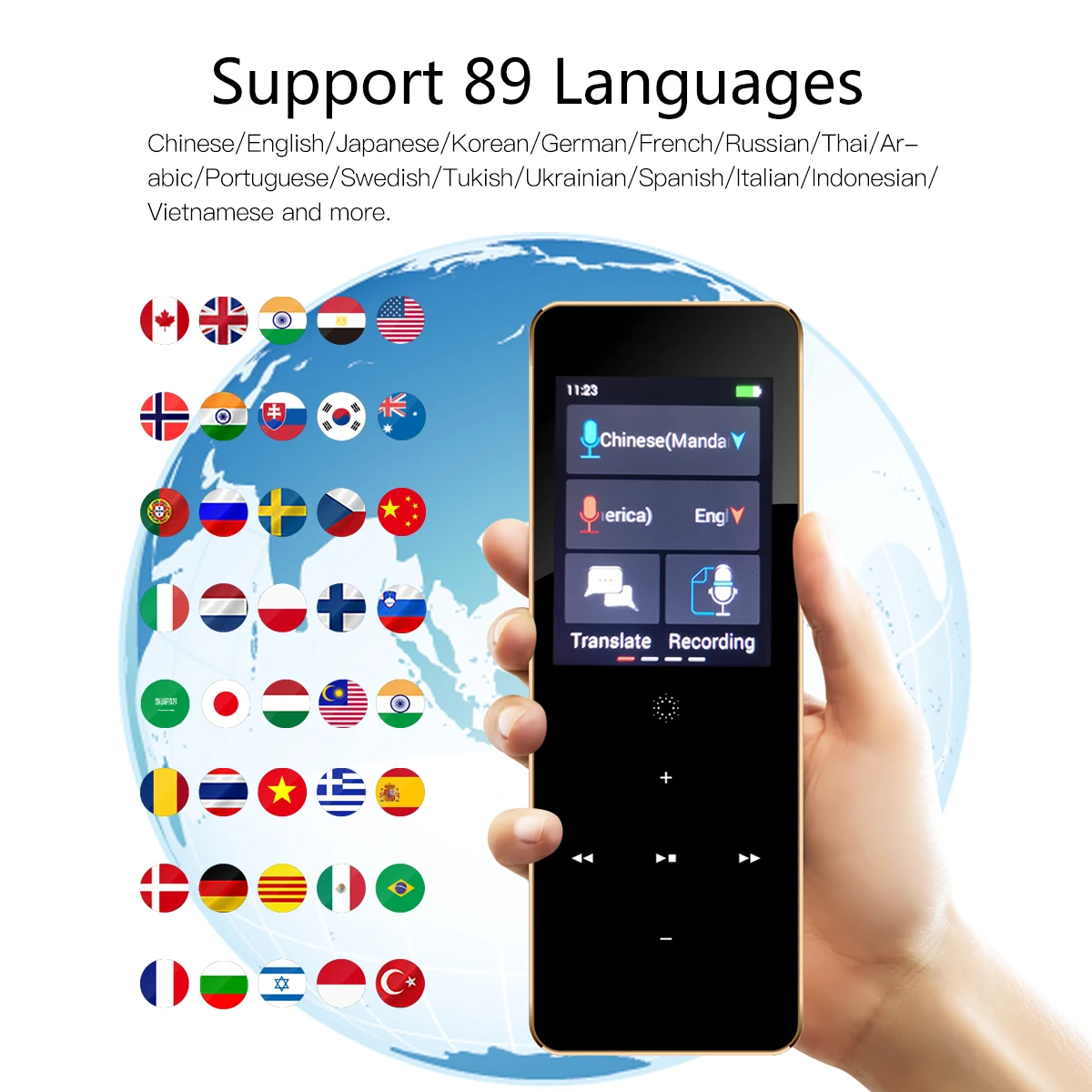 

89 Languages X1 Voice Recording Translator Device Support Instant Two Way Translation WiFi/Hotspot/Offline with 2.0 Inch