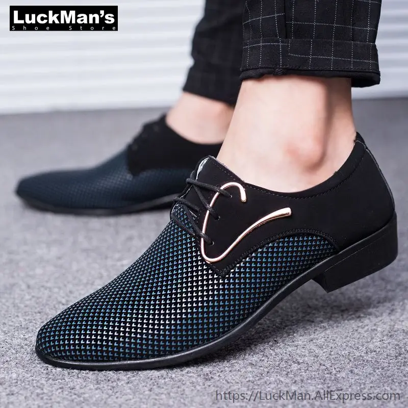 LuckMan 2019 весенние мужские Туфли под платье дизайнер бизнес мужская повседневная