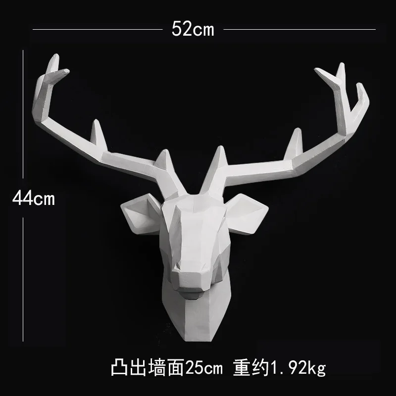 Животные настенный Декор 3D голова оленя Hirschkopf художественный салон Гостиная Офис детская комната белый и черный короткий фон - Цвет: White Deer