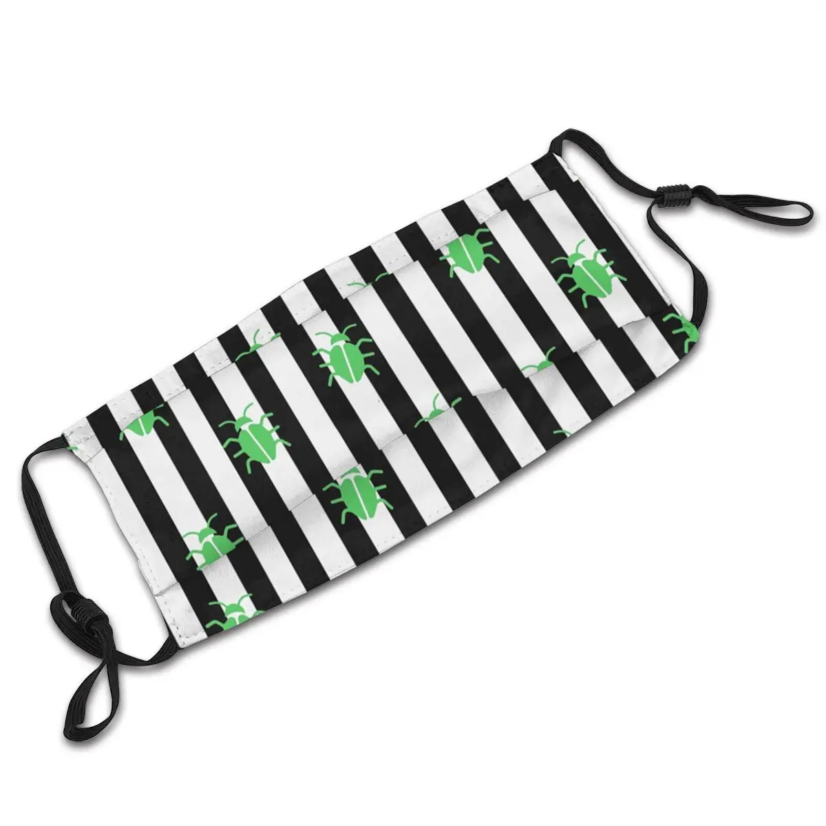 

Beetlejuice Stripes And Bugs Reusable Face Mask Anti Haze Dust Mask With Filters Protection Mask Respirator Mouth Muffle