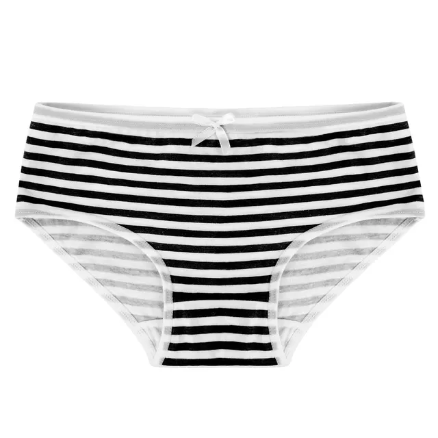 Women Lingerie Navy Style Stripe Undergarment Middle Waist Cotton Underwear Bikini With Ribbon Bowknot Briefs Fashion Underpants 4