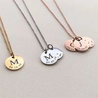 personalized custom initial date necklace stainless steel pendant christmas gift for friend and family