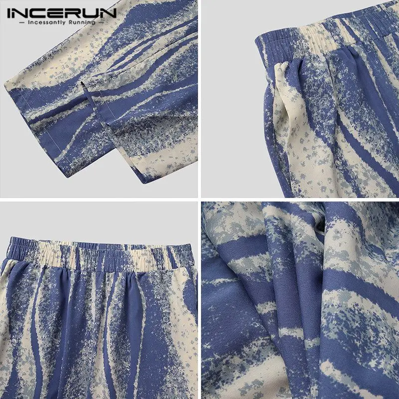 

INCERUN Men Straight Pants Printed Streetwear Joggers Baggy Joggers Fashion Trousers Men Korean Elastic Waist Casual Pants 2021