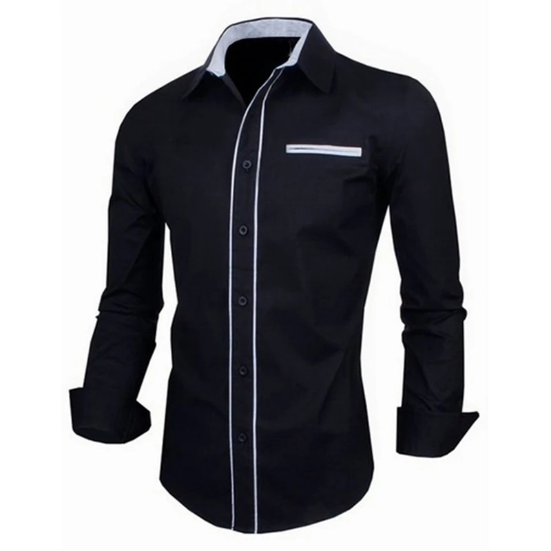 ZOGAA мужские рубашки Деловые повседневные с длинным рукавом однотонные в уличном