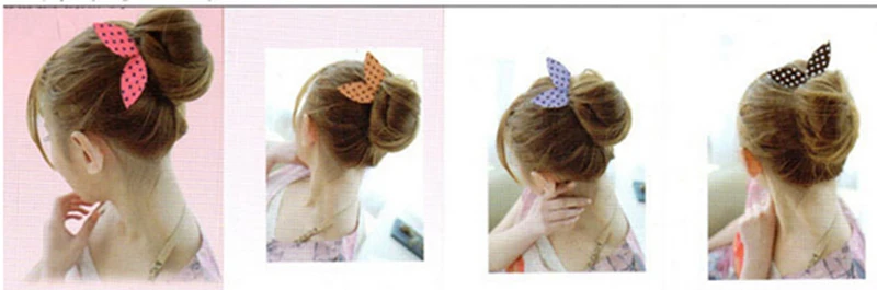 1PC New Cute Lovely Rabbit Ear Sponge Hair Styling Curler Roller Donut Bun Maker Twist Tool | Красота и здоровье