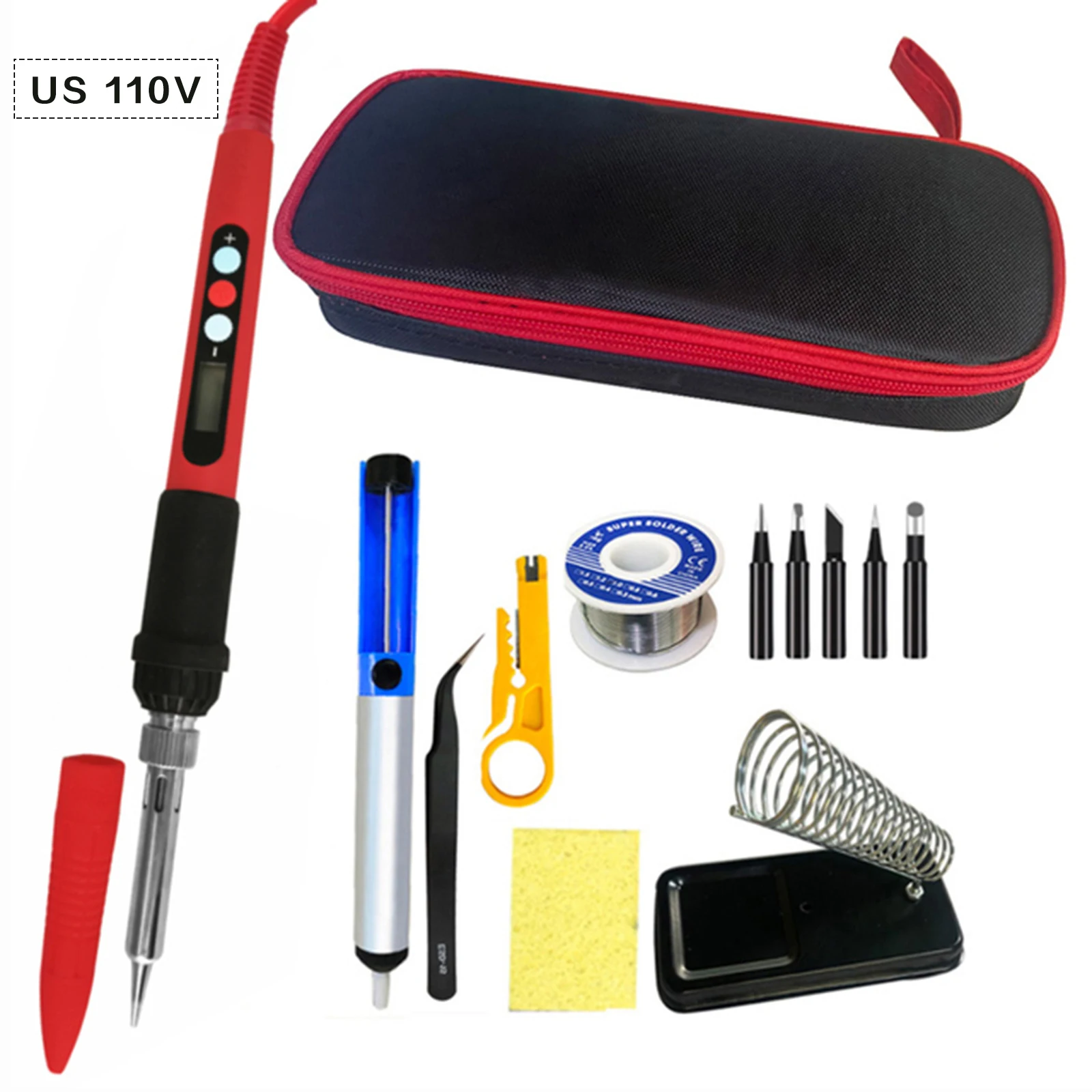 Электрический набор паяльника с керамическим нагревателем 80W высокого качества, дисплеем, регулируемым термостатом и цифровым сварочным инструментом на 220В и 110В.