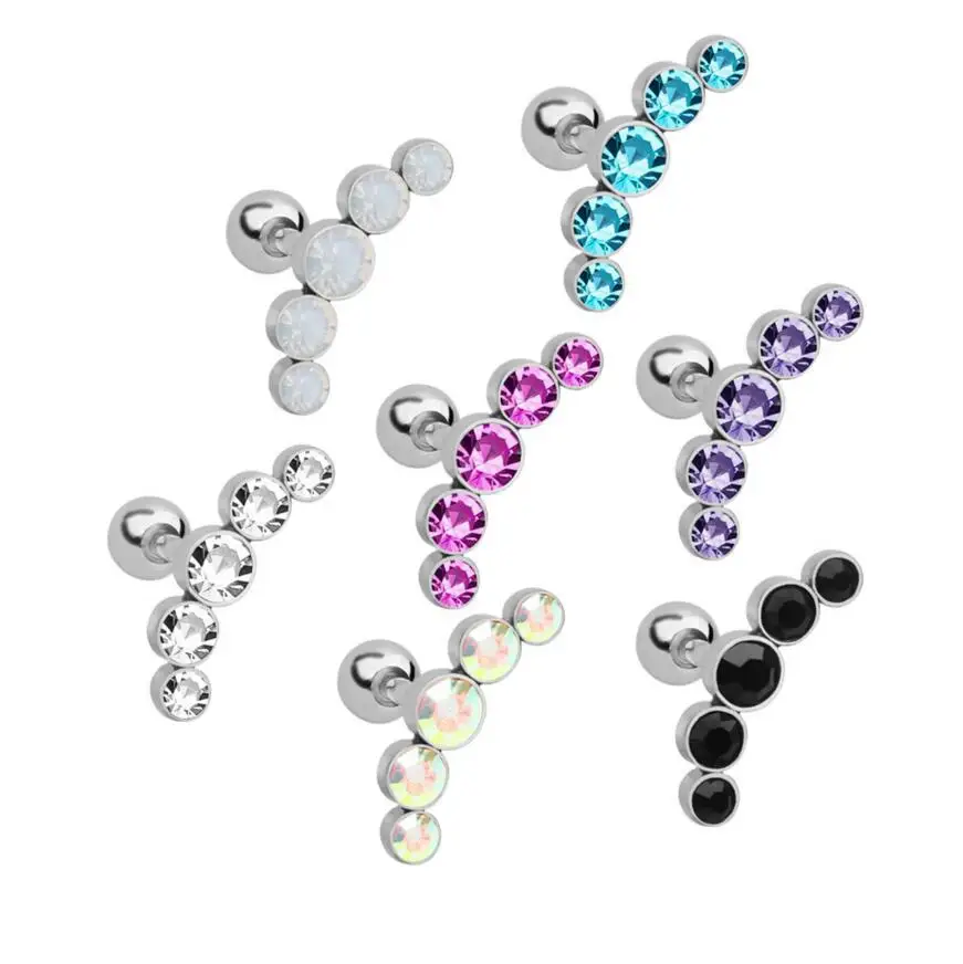 Серьги-гвоздики из стали для пирсинга Ювелирное Украшение со стразами в форме